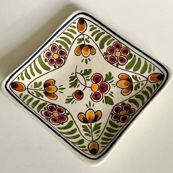 Vintage DP Delft Handpainted Floral 4” Tidbit Tray - Picture 8 of 15